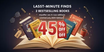 Achados da Última Hora: 2 Bestsellers com 45% OFF em Julho de 2025 Banner promocional vibrante com o título 'Achados da Última Hora: 2 Livros Bestsellers com 45% OFF, Edições Limitadas de Julho de 2025', apresentando livros abertos e elementos literários.
