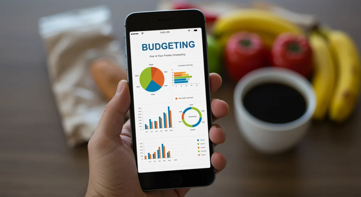 Aplicativo de controle financeiro no celular mostrando categorias de gastos